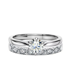 Obrączki ślubne, białe złoto, diamenty, 2,5mm i 4mm