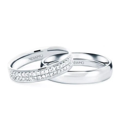 Obrączki ślubne, białe złoto, diamenty, 4mm: 9, 25 - zdjęcie: 2