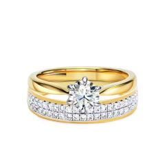 Obrączki ślubne, żółte złoto, diamenty, 4mm
