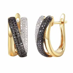 Kolczyki z czarnymi diamentami (E73625 Y A BD) - zdjęcie: 2