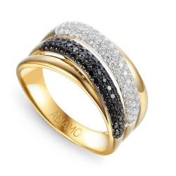 Pierścionek z czarnymi diamentami R73616 Y: 18 - zdjęcie: 2