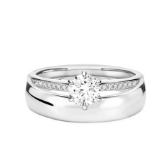 Obrączka ślubna, białe złoto, półokrągła, damska, 4,5 mm