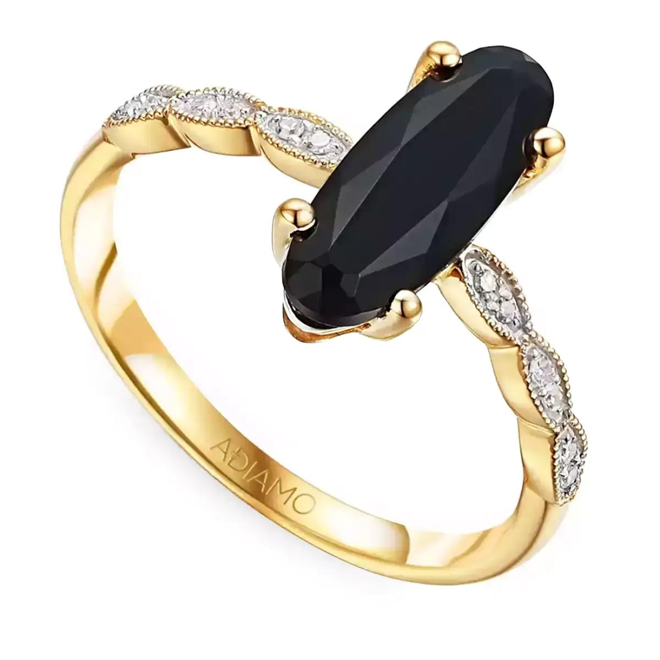 Pierścionek z czarnym agatem i diamentami: 8