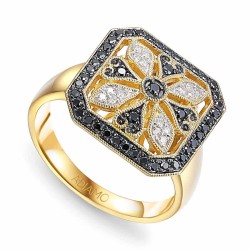 Pierścionek z czarnymi diamentami (R85885 Y BD): 7 - zdjęcie: 2