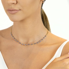 Kolia z tanzanitami i diamentami (N09796 Y T)