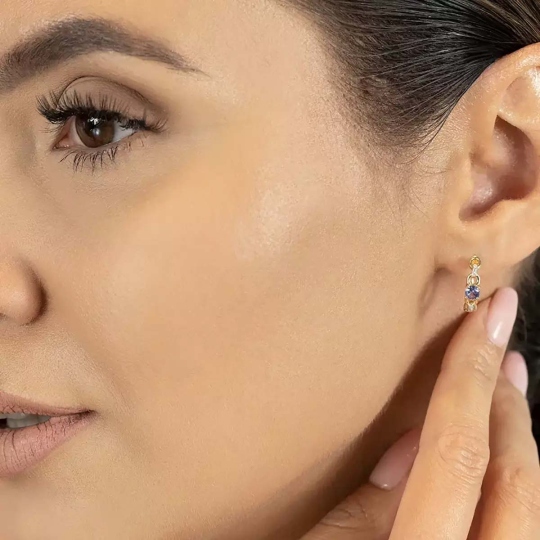 Kolczyki z tanzanitami i diamentami