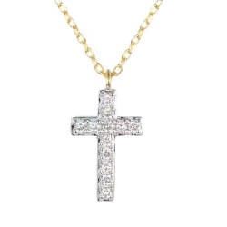 Naszyjnik krzyżyk z diamentami (N08275 Y C 375) - zdjęcie: 2