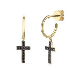 Kolczyki z czarnymi diamentami (E79233 Y S+BD) - zdjęcie: 2