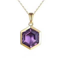 Zawieszka heksagon z ametystem (P84151 Y AM) - zdjęcie: 2