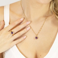 Zawieszka heksagon z ametystem (P84151 Y AM)