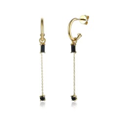 Kolczyki z czarnymi agatami (E79981 Y S BAG) - zdjęcie: 2