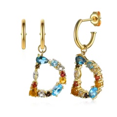 Kolczyki literka D z kamieniami naturalnymi (E81825 Y S)