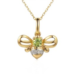 Naszyjnik pszczoła z perydotem i diamentami (N75115 Y C PT) - zdjęcie: 2