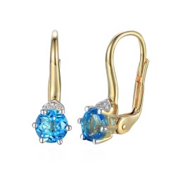 Kolczyki z niebieskimi topazami i diamentami (E73493 Y P BT) - zdjęcie: 2