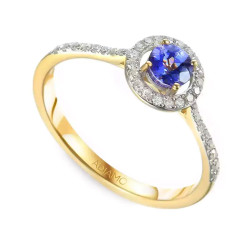 Pierścionek halo z tanzanitem i diamentami (R61659 Y T): 8 - zdjęcie: 2