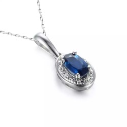 Zawieszka z szafirem i diamentami (P60389 W SA) - zdjęcie: 2