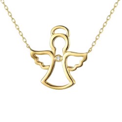 Naszyjnik aniołek z diamentem (N06628 Y C) - zdjęcie: 2