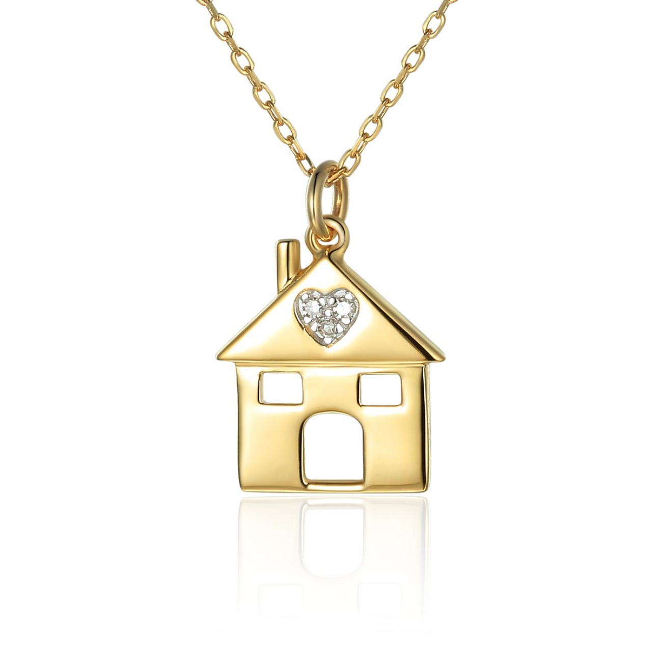 Naszyjnik domek z diamentami (N09557 Y C)