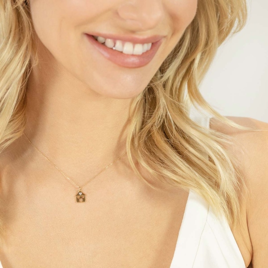 Naszyjnik domek z diamentami (N09557 Y C)