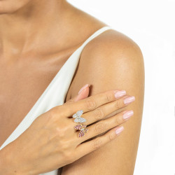 Pierścionek z różowymi turmalinami i diamentami (R77106 Y PTR): 7 - zdjęcie: 3