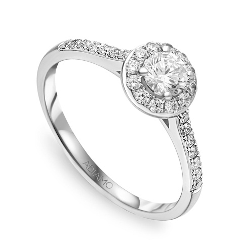 Pierścionek halo z diamentami, białe złoto (R40019 W 0,25 ct)