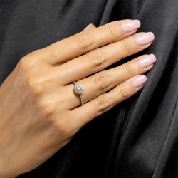 Pierścionek halo z diamentami, białe złoto (R40019 W 0,27 ct): 7 - zdjęcie: 3