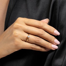 Pierścionek z białym szafirem, żółte złoto (R58829 Y WSA 0,41ct): 7 - zdjęcie: 3