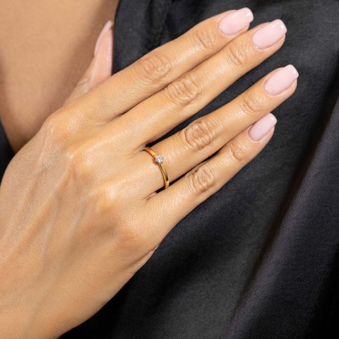 Pierścionek z diamentem, dwukolorowe złoto (R62416 YW 0,10ct)