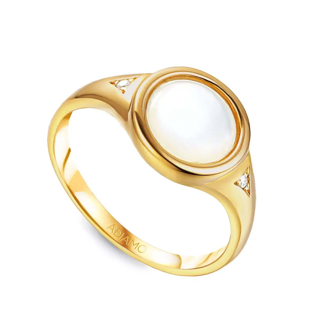 Sygnet złoty z masą perłową i diamentami (R84776 Y MWP 375): 10