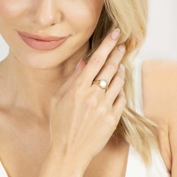 Sygnet złoty z masą perłową i diamentami (R84776 Y MWP 375): 13 - zdjęcie: 3