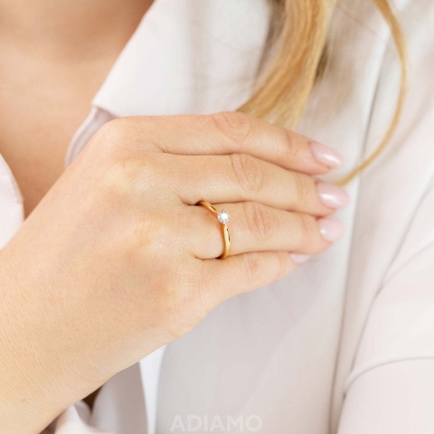 Pierścionek z diamentem, dwukolorowe złoto (R65754 YW 0,18ct)