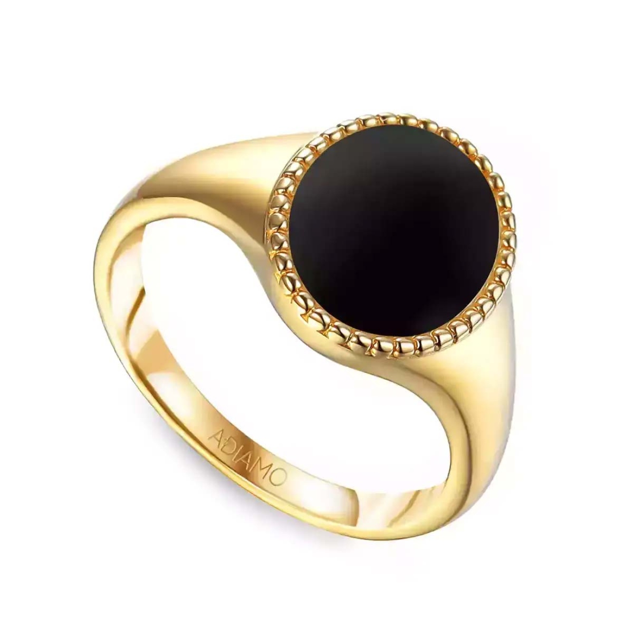 Sygnet złoty z czarnym agatem (R81712 Y BAG)