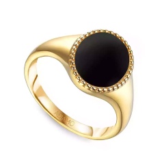 Sygnet złoty z czarnym agatem (R81712 Y BAG)