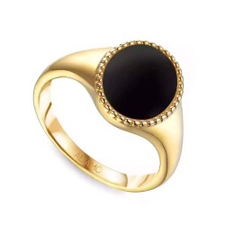 Sygnet złoty z czarnym agatem (R81712 Y BAG) - zdjęcie: 2