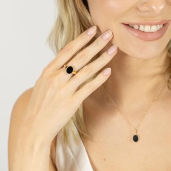 Sygnet złoty z czarnym agatem (R81712 Y BAG) - zdjęcie: 3