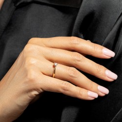 Pierścionek z diamentem, dwukolorowe złoto pr.585 R34130 0,15ct: 10 - zdjęcie: 3