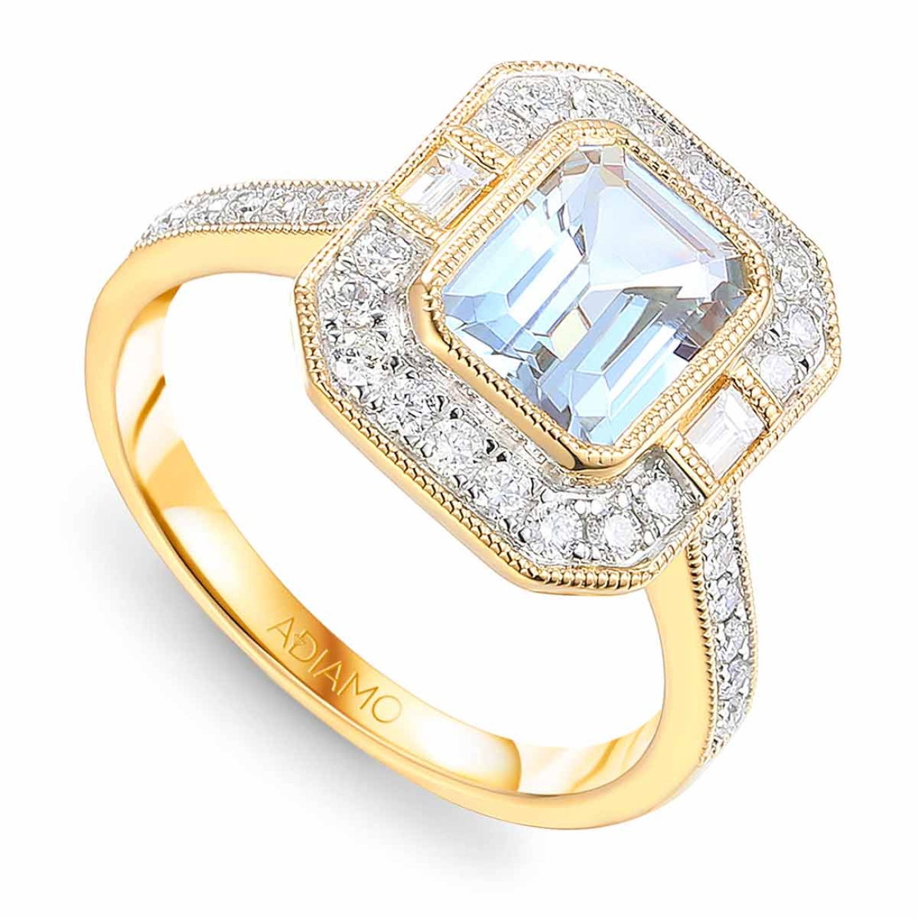 Pierścionek z akwamarynem i diamentami (R83071 Y AQ): 12