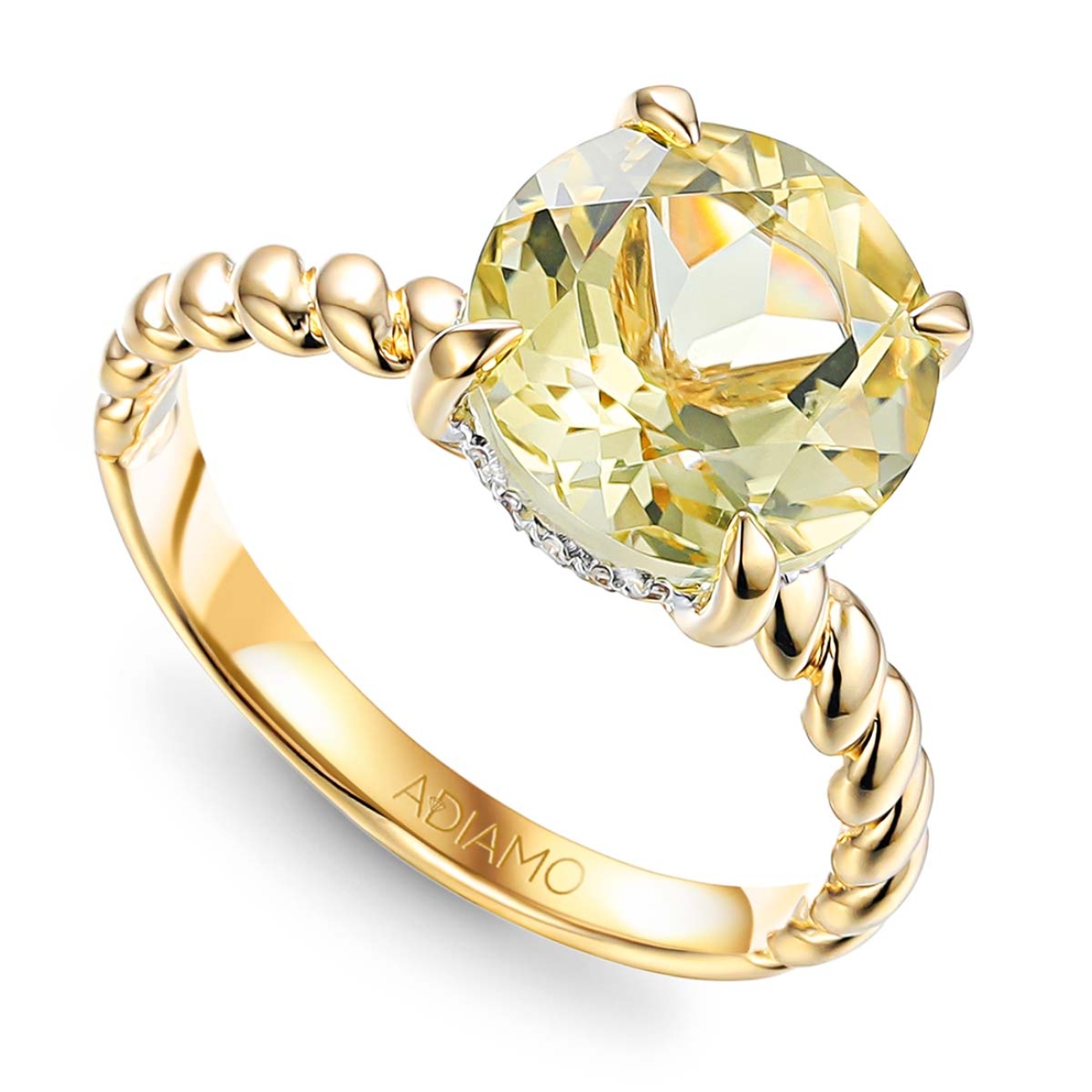 Pierścionek z limonkowym kwarcem i diamentami (R85127 Y LQ): 12