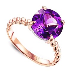 Pierścionek z ametystem i diamentami (R85127 R AM): 8 - zdjęcie: 2