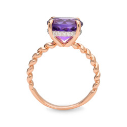 Pierścionek z ametystem i diamentami (R85127 R AM): 8 - zdjęcie: 5