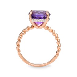 Pierścionek z ametystem i diamentami (R85127 R AM): 8 - zdjęcie: 5
