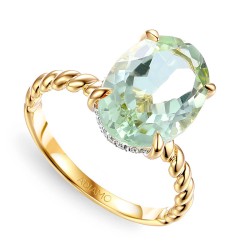 Pierścionek z zielonym ametystem i diamentami (R85125 Y GAM): 7 - zdjęcie: 2