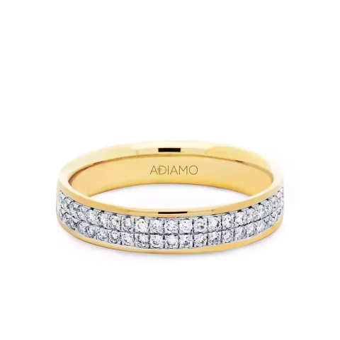 Obrączka ślubna, dwukolorowe złoto, diamenty 0,30ct, 4 mm