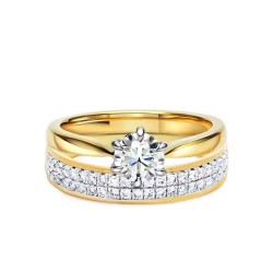 Obrączka ślubna, dwukolorowe złoto, diamenty, 4 mm: 7 - zdjęcie: 4