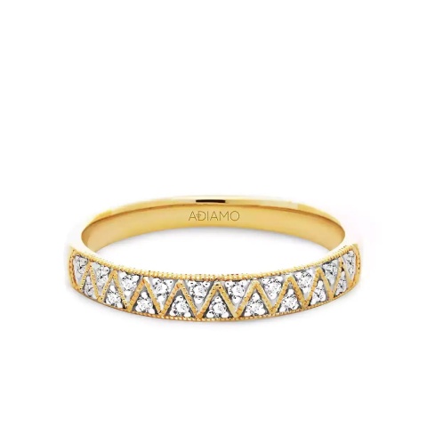 Obrączka ślubna, dwukolorowe złoto, diamenty, 3,1 mm