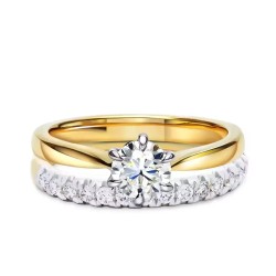 Obrączka ślubna, dwukolorowe złoto, diamenty, 2,5 mm: 7 - zdjęcie: 3