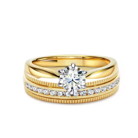 Obrączka ślubna z diamentami, 4 mm (O-R46061 Y)