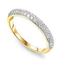 Obrączka ślubna damska, dwukolorowe złoto, diamenty, 2,7 mm