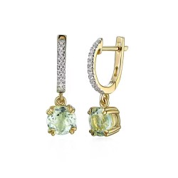 Kolczyki z zielonymi ametystami i diamentami (E82484 Y A GAM) - zdjęcie: 2