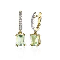 Kolczyki z zielonymi ametystami i diamentami (E82483 Y A GAM) - zdjęcie: 2